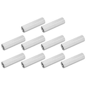 uxcell M8x1.25mm Coupling Nuts, 6 Pcs 304 Stainless Steel Galvanized Hex Rod Coupling Nuts Threaded Rod Connectors 25mm, for Industrial Construction Fasteners, Silver