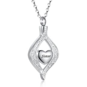 Teardrop Cremation Necklace for Ashes Always In My Heart Mom/Dad/Grandma Urn Ash Keepsake Memoril Pendant Urns for Human Ashes Adult Female