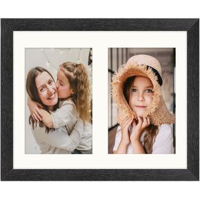 8x10 Picture Frame Brown Display 4x6 Double Photos Horizontal and Vertical Formats