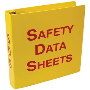 Accuform ZRS642 Safety Data Sheets (SDS) Binder, 3-Ring, 2-1/2", Red/Yellow, with 36" Metal Security Chain