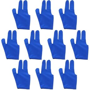 E-outstanding Billiard Glove 10PCS Blue 3 Fingers Snooker Shooter Cue Pool Gloves Fits on Left and Right Hand 3 Finger Spandex Glove