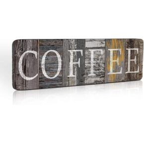Rustic Coffee Sign Farmhouse Kitchen Decor Sign Printed Wall Hanging Coffee Bar Plaque for Home Office Coffee Counter Decor Vintage Wood Grain Coffee Station Signs by 16x5 inches