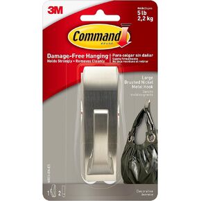 Command Large Modern Reflections Metal Hook, Holds up to 5 lb, Oil Rubbed Bronze, 1 Wall Hook with 2 Command Strips, Damage Free Hanging Hooks for Hanging Decorations in Living Spaces