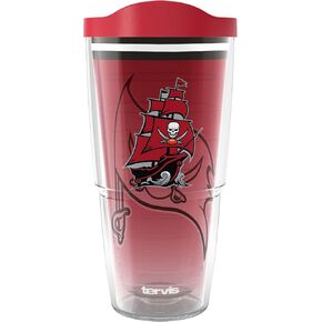 Tervis NFL Tampa Bay Buccaneers - كأس سفر معزول بجدار مزدوج مصنوع في الولايات المتحدة الأمريكية، يحافظ على المشروبات باردة وساخنة، 24oz، كلاسيكي