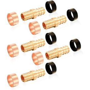 10-Pack Polybutylene Transition Coupling, 1/2" PEX X 1/2" PB, Brass Crimp Pex Fittings with 20 Rings, ASTM F1807