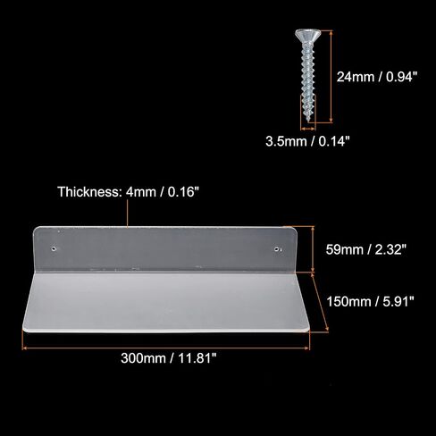 PATIKIL 7.87 x 7.87 Inch Acrylic Floating Shelf, Floating Wall Mounted Shelves for Bathroom Wall Decoration, Transparent 2 Pack in Saudi Arabia