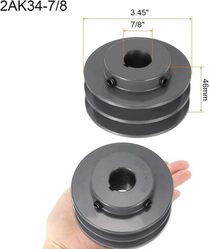 uxcell 2AK34-7/8 V-Belt Sheave 7/8"Bore 3.45"OD Double Groove Web Sheave Bored-to-Size Sheave, Cast Iron, Belt Section for 4L or A Belt in Saudi Arabia