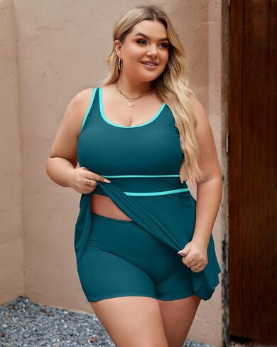 النساء حجم كبير المايوه عالية الخصر السراويل التغطية الكاملة بيكيني مجموعات 2 قطعة البطن تحكم Tankini لباس سباحة in Saudi Arabia