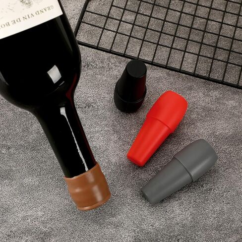 سدادات النبيذ JUNEBRUHSS، 8 قطع سدادات النبيذ السيليكون لزجاجات النبيذ، سدادة زجاجة البيرة، سدادة الشمبانيا، سدادة زجاجة النبيذ الفوارة القابلة لإعادة الاستخدام (4 ألوان) in Kuwait