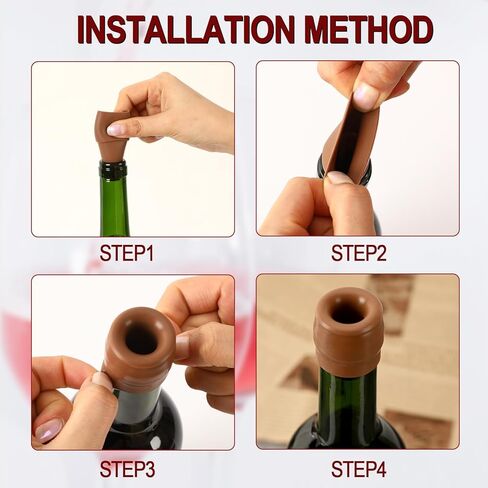 سدادات النبيذ JUNEBRUHSS، 8 قطع سدادات النبيذ السيليكون لزجاجات النبيذ، سدادة زجاجة البيرة، سدادة الشمبانيا، سدادة زجاجة النبيذ الفوارة القابلة لإعادة الاستخدام (4 ألوان) in Kuwait