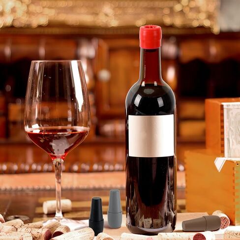 سدادات النبيذ JUNEBRUHSS، 8 قطع سدادات النبيذ السيليكون لزجاجات النبيذ، سدادة زجاجة البيرة، سدادة الشمبانيا، سدادة زجاجة النبيذ الفوارة القابلة لإعادة الاستخدام (4 ألوان) in Kuwait