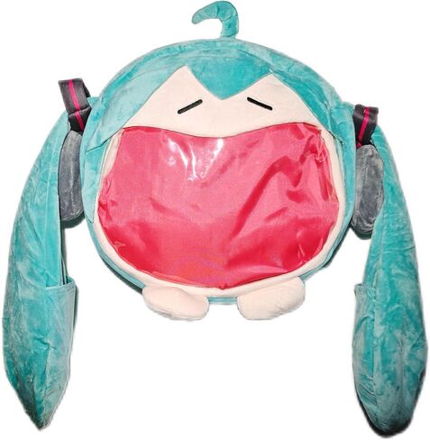 Cute Smiling Cartoon Bag - 13x12 inch Plush Backpack, Anime Accessories Kawaii Backpack in Saudi Arabia