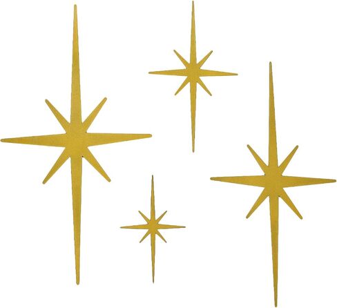 ZHANYUN 4 Pcs Metal Starburst Wall Decor,8 Pointed Atomic Stars Wall Hangings, Mid Century Modern Starburst Wall Decor,Easy Install Accent Wall Decor,Metal Wall Art for Home Office Room (Black) in Saudi Arabia