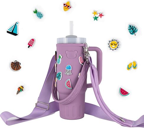 Water Bottle Silicone Sleeve for Stanley Cup 40/30 oz,Stanley Cup Accessories,Water Bottle Holder with Adjustable Strap& Handle Strap in Saudi Arabia
