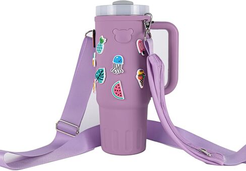Water Bottle Silicone Sleeve for Stanley Cup 40/30 oz,Stanley Cup Accessories,Water Bottle Holder with Adjustable Strap& Handle Strap in Saudi Arabia