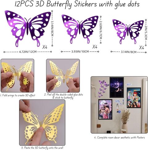 UrsaMajor Olivia Merch 2 PCS Liv Posters 12 x 18IN Merch Music Album Aesthetic Wall Collage Kit for Room Decor Include 25pcs Stickers & 12pcs 3D Butterfly Decoration Fan Gift Oliv-Rod in Saudi Arabia
