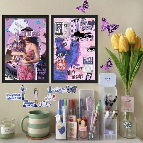 UrsaMajor Olivia Merch 2 PCS Liv Posters 12 x 18IN Merch Music Album Aesthetic Wall Collage Kit for Room Decor Include 25pcs Stickers & 12pcs 3D Butterfly Decoration Fan Gift Oliv-Rod in Saudi Arabia