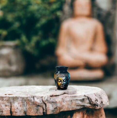 JAGASY Gautam Buddha Urns for Human Ashes Adult Female Mom - Cremation Urns for Human Ashes - Mini Urns for Ashes - Mini Urn - Small Urn for Ashes Keepsake - Cremation Urn (Size - 3inch, 1Pcs) in Saudi Arabia