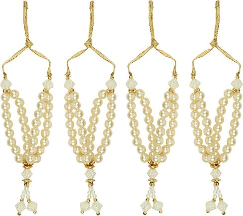 Aditri Creation Set of 4 Mala Artificial Beaded Mala Ribbon Haar Small Mala for Idol-Mala for God Statues Accessories Puja Sringar Articles for Indian Traditional Ganesha Decoration(Size:-2.5")(Pink) in Saudi Arabia