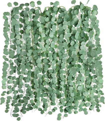 15 Pack Fall Leaf Garland,Hanging Fake Orange Vines Artificial Eucalyptus Leaves Table Wreath for Wedding Party Fireplaces Bedrooms Room Walls Farmhouses Kitchen Cabinet Decorations in Saudi Arabia