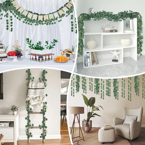 15 Pack Fall Leaf Garland,Hanging Fake Orange Vines Artificial Eucalyptus Leaves Table Wreath for Wedding Party Fireplaces Bedrooms Room Walls Farmhouses Kitchen Cabinet Decorations in Saudi Arabia