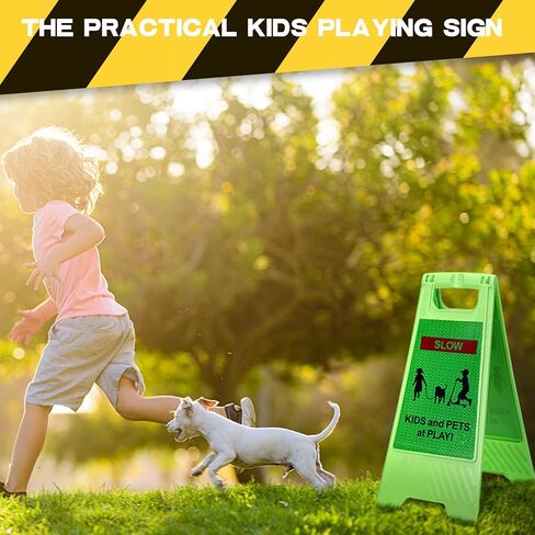 Xuhal 4 قطع للأطفال في اللعب لافتات تحذير للأطفال عند اللعب، علامات أمان للشارع، إشارات تباطؤ عاكسة للأحياء، 2 جانب للأطفال والحيوانات الأليفة في اللعب، علامة تحذير لممر رصيف المدرسة in Kuwait