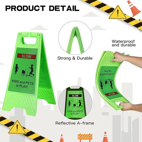 Xuhal 4 قطع للأطفال في اللعب لافتات تحذير للأطفال عند اللعب، علامات أمان للشارع، إشارات تباطؤ عاكسة للأحياء، 2 جانب للأطفال والحيوانات الأليفة في اللعب، علامة تحذير لممر رصيف المدرسة in Kuwait