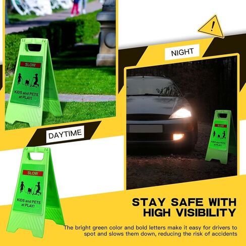 Xuhal 4 قطع للأطفال في اللعب لافتات تحذير للأطفال عند اللعب، علامات أمان للشارع، إشارات تباطؤ عاكسة للأحياء، 2 جانب للأطفال والحيوانات الأليفة في اللعب، علامة تحذير لممر رصيف المدرسة in Kuwait