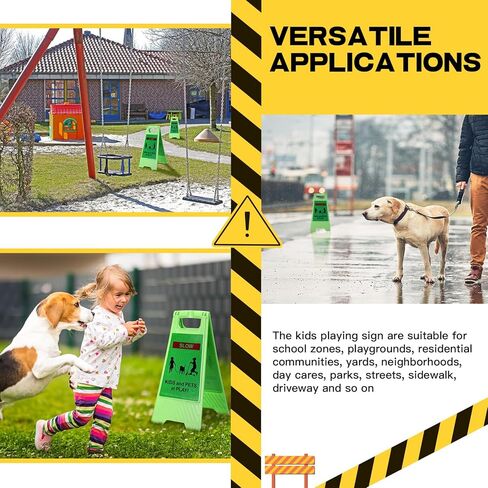 Xuhal 4 قطع للأطفال في اللعب لافتات تحذير للأطفال عند اللعب، علامات أمان للشارع، إشارات تباطؤ عاكسة للأحياء، 2 جانب للأطفال والحيوانات الأليفة في اللعب، علامة تحذير لممر رصيف المدرسة in Kuwait