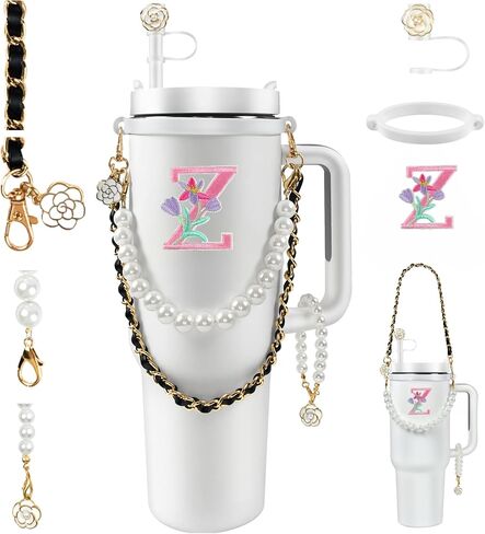 Stanley Cup Accessories Set 6PCS - Water Bottle Handle Strap,Stanley Charms, Straw Cover Topper Cap for Stanley Cup 30 & 40 oz Tumbler for Women,Stanley Embroidered Letter in Saudi Arabia