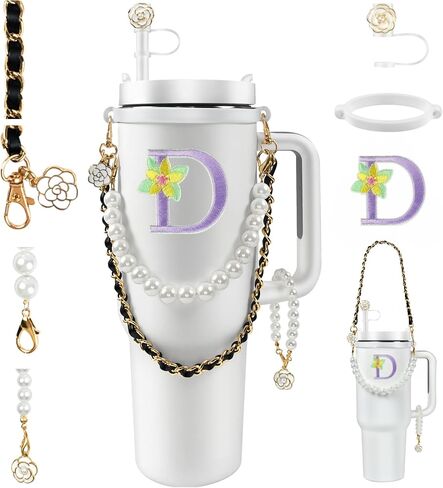 Stanley Cup Accessories Set 6PCS - Water Bottle Handle Strap,Stanley Charms, Straw Cover Topper Cap for Stanley Cup 30 & 40 oz Tumbler for Women,Stanley Embroidered Letter in Saudi Arabia