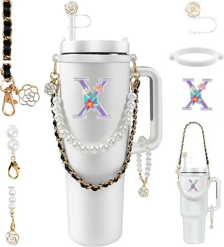 Stanley Cup Accessories Set 6PCS - Water Bottle Handle Strap,Stanley Charms, Straw Cover Topper Cap for Stanley Cup 30 & 40 oz Tumbler for Women,Stanley Embroidered Letter in Saudi Arabia