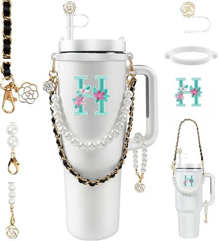 Stanley Cup Accessories Set 6PCS - Water Bottle Handle Strap,Stanley Charms, Straw Cover Topper Cap for Stanley Cup 30 & 40 oz Tumbler for Women,Stanley Embroidered Letter in Saudi Arabia