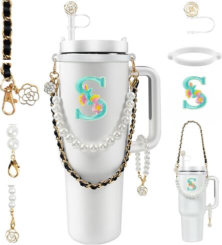 Stanley Cup Accessories Set 6PCS - Water Bottle Handle Strap,Stanley Charms, Straw Cover Topper Cap for Stanley Cup 30 & 40 oz Tumbler for Women,Stanley Embroidered Letter in Saudi Arabia