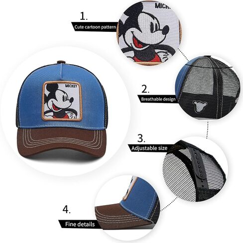 Cartoon Baseball Cap for Men Women, Adjustable Mesh Trucker Hat Anime Embroidered Design Snapback in Saudi Arabia