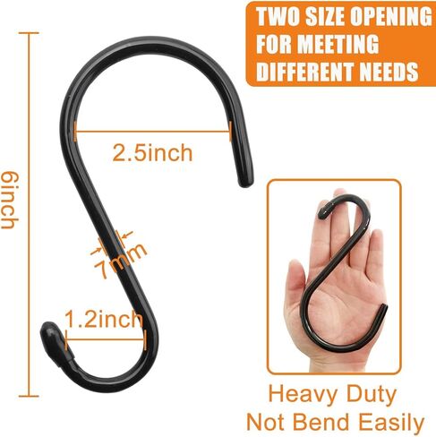 خطافات S متينة مقاس 6 بوصات، خطافات كبيرة S لتعليق النباتات، خطافات S مطلية بالفينيل، خطافات S متينة غير قابلة للانزلاق لتعليق الخزانة، مغذيات الطيور، المطبخ، حديقة وعاء الوعاء in Kuwait