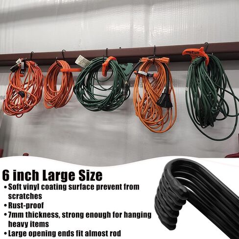 خطافات S متينة مقاس 6 بوصات، خطافات كبيرة S لتعليق النباتات، خطافات S مطلية بالفينيل، خطافات S متينة غير قابلة للانزلاق لتعليق الخزانة، مغذيات الطيور، المطبخ، حديقة وعاء الوعاء in Kuwait