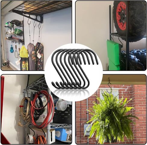 خطافات S متينة مقاس 6 بوصات، خطافات كبيرة S لتعليق النباتات، خطافات S مطلية بالفينيل، خطافات S متينة غير قابلة للانزلاق لتعليق الخزانة، مغذيات الطيور، المطبخ، حديقة وعاء الوعاء in Kuwait