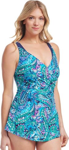 Mazu Women's One Piece Wrap Front Swimdress with Skirt Tummy Control Swimsuits V Neck Bathing Suit in Saudi Arabia