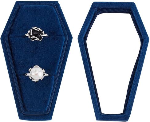 Velvet Ring Box 2 Slots Wedding Jewelry Ring Storage Box Coffin Ring Box with Sponge Inside for Gothic Proposal Ceremony Engagement Gothic Jewelry Organizer Decorations (Black) (2/ Ring Box) in Saudi Arabia