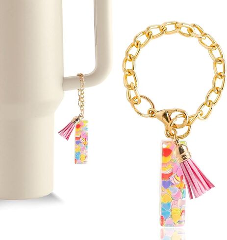 Pink Letter Charm for Stanley Cup Accessories, Cute Initial Keychain for Stanley Accessories 40 oz,Tumbler Accessories Gifts for 30 oz stanley cup with handle I in Saudi Arabia