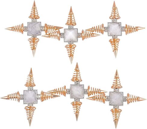 SUNYIK Pyramid Crystal Energy Generator, Healing Chakra Stone Point Conical Spring Four Directions Reiki Balancing Meditation, Rock Quartz, Rose Gold Plated in Saudi Arabia