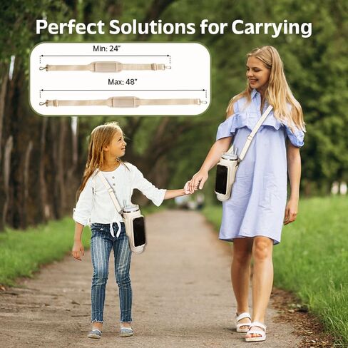 Water Bottle Holder with Strap - Neoprene Sleeve - Adjustable Shoulder and Hand Sling - Crossbody Carrier Bag Hiking Camping Gym - Phone Pocket Glass Straw and Brush - 40 oz Stanley Cup Accessories in Saudi Arabia