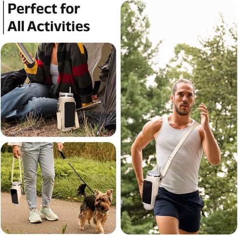 Water Bottle Holder with Strap - Neoprene Sleeve - Adjustable Shoulder and Hand Sling - Crossbody Carrier Bag Hiking Camping Gym - Phone Pocket Glass Straw and Brush - 40 oz Stanley Cup Accessories in Saudi Arabia