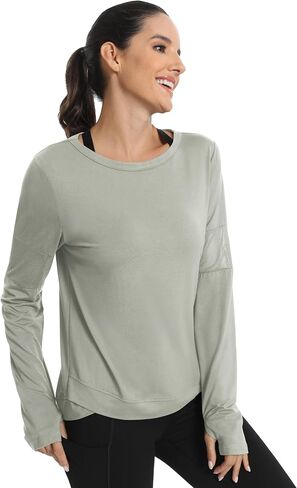 ICTIVE Long Sleeve Workout Shirts for Women Loose Fit Workout Tops Running Shirts with Thumb Hole in Saudi Arabia