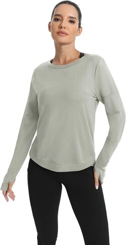 ICTIVE Long Sleeve Workout Shirts for Women Loose Fit Workout Tops Running Shirts with Thumb Hole in Saudi Arabia