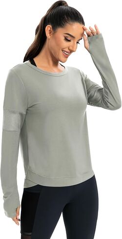 ICTIVE Long Sleeve Workout Shirts for Women Loose Fit Workout Tops Running Shirts with Thumb Hole in Saudi Arabia