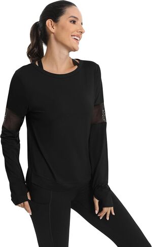 ICTIVE Long Sleeve Workout Shirts for Women Loose Fit Workout Tops Running Shirts with Thumb Hole in Saudi Arabia