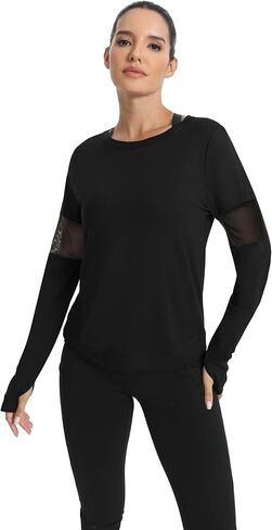 ICTIVE Long Sleeve Workout Shirts for Women Loose Fit Workout Tops Running Shirts with Thumb Hole in Saudi Arabia