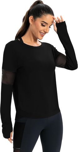 ICTIVE Long Sleeve Workout Shirts for Women Loose Fit Workout Tops Running Shirts with Thumb Hole in Saudi Arabia